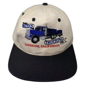 T.I. Snapback Hat Beige Black OS Bud's Trucking Lakeside California Semi Truck